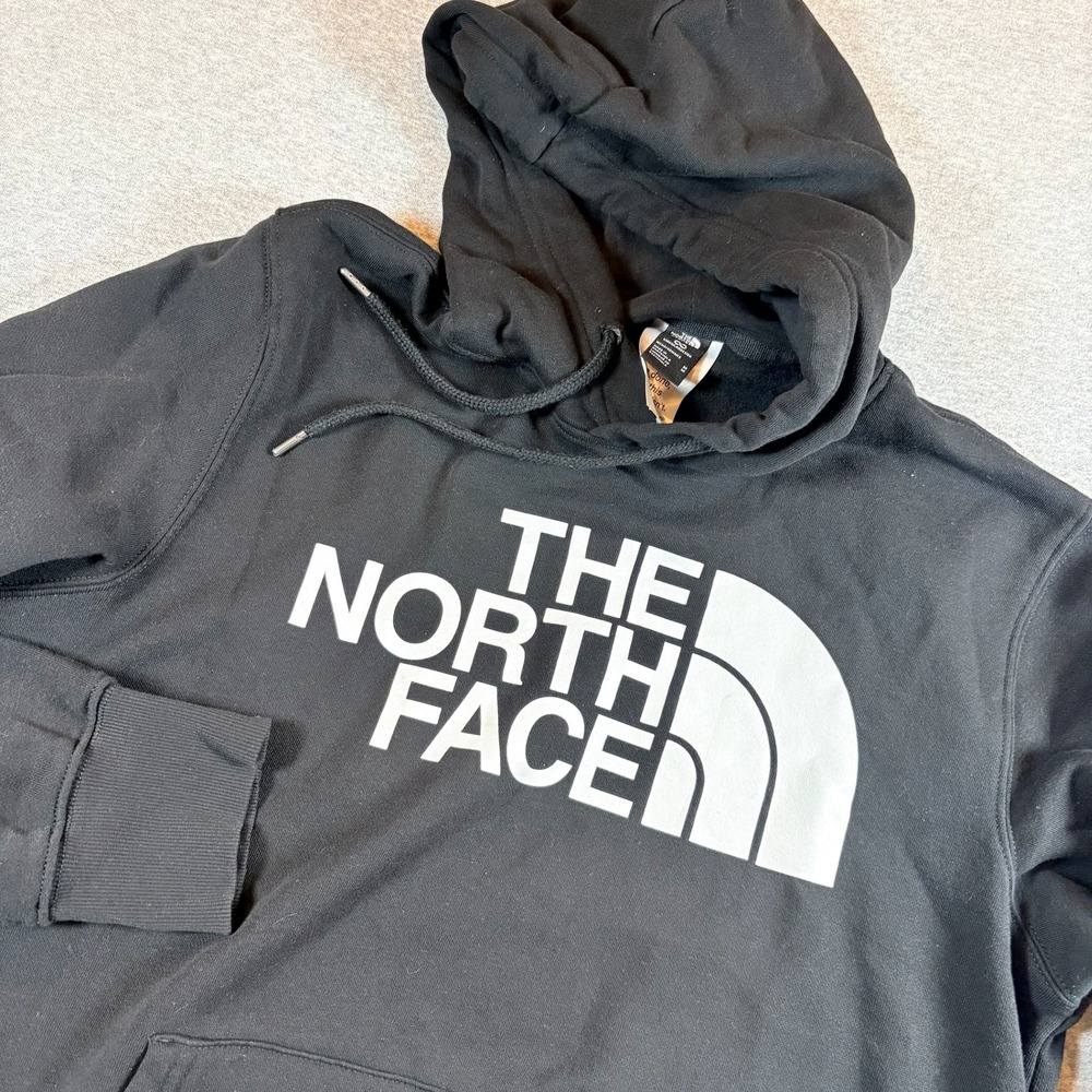 The North Face Hoodie Mens Medium Black White Logo Pullover Sweatshirt Gorpcore